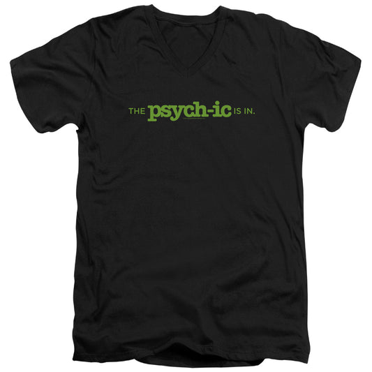 Psych - The Psychic Is In - Short Sleeve Adult V-neck - Black T-shirt