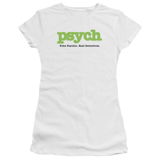 Psych - Title - Short Sleeve Junior Sheer - White T-shirt