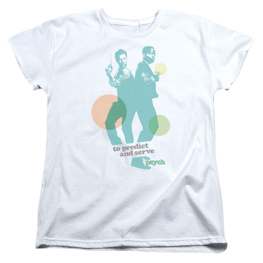 Psych - Predict And Serve - Short Sleeve Womens Tee - White T-shirt
