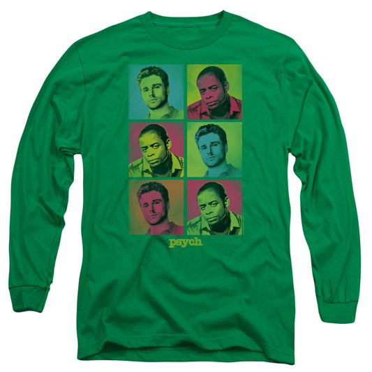 Psych - Squared - Long Sleeve Adult 18/1 - Kelly Green T-shirt