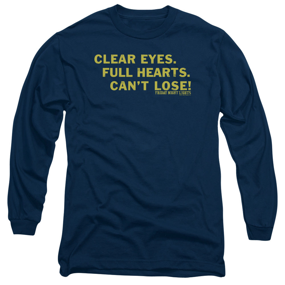 Friday Night Lights - Clear Eyes - Long Sleeve Adult 18/1 - Navy - Sm - Navy T-shirt