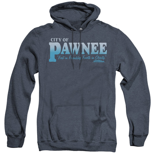 Parks And Rec - Pawnee - Adult Heather Hoodie - Navy