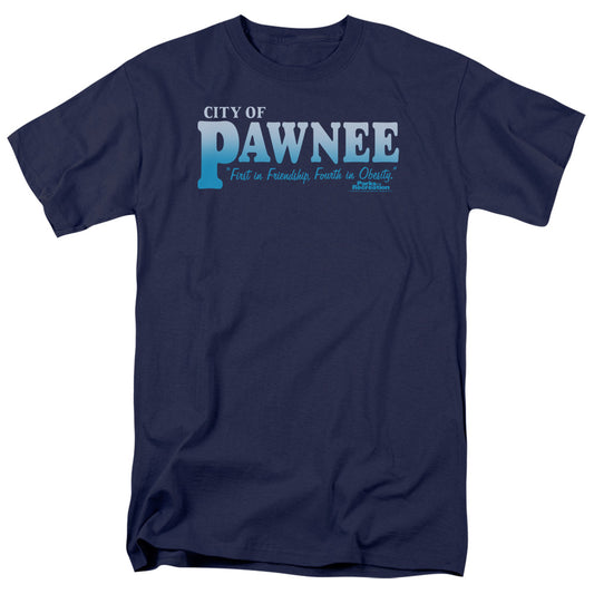 Parks And Rec - Pawnee - Short Sleeve Adult 18/1 - Navy T-shirt