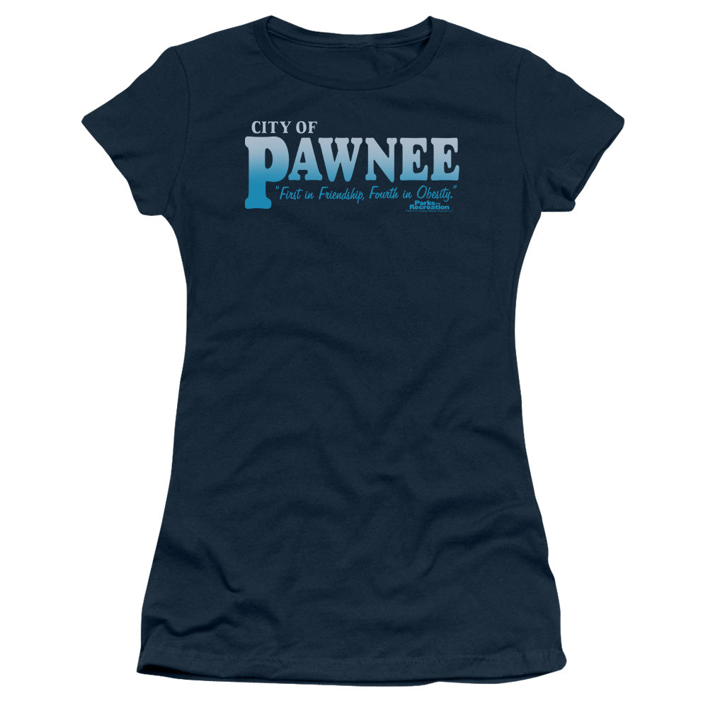 Parks And Rec - Pawnee - Short Sleeve Junior Sheer - Navy T-shirt