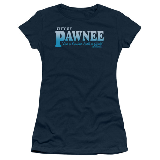 Parks And Rec - Pawnee - Short Sleeve Junior Sheer - Navy T-shirt