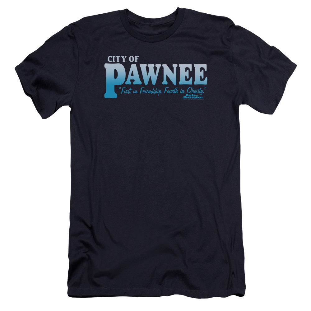 Parks And Rec - Pawnee-premuim Canvas Adult Slim Fit 30/1 - Navy