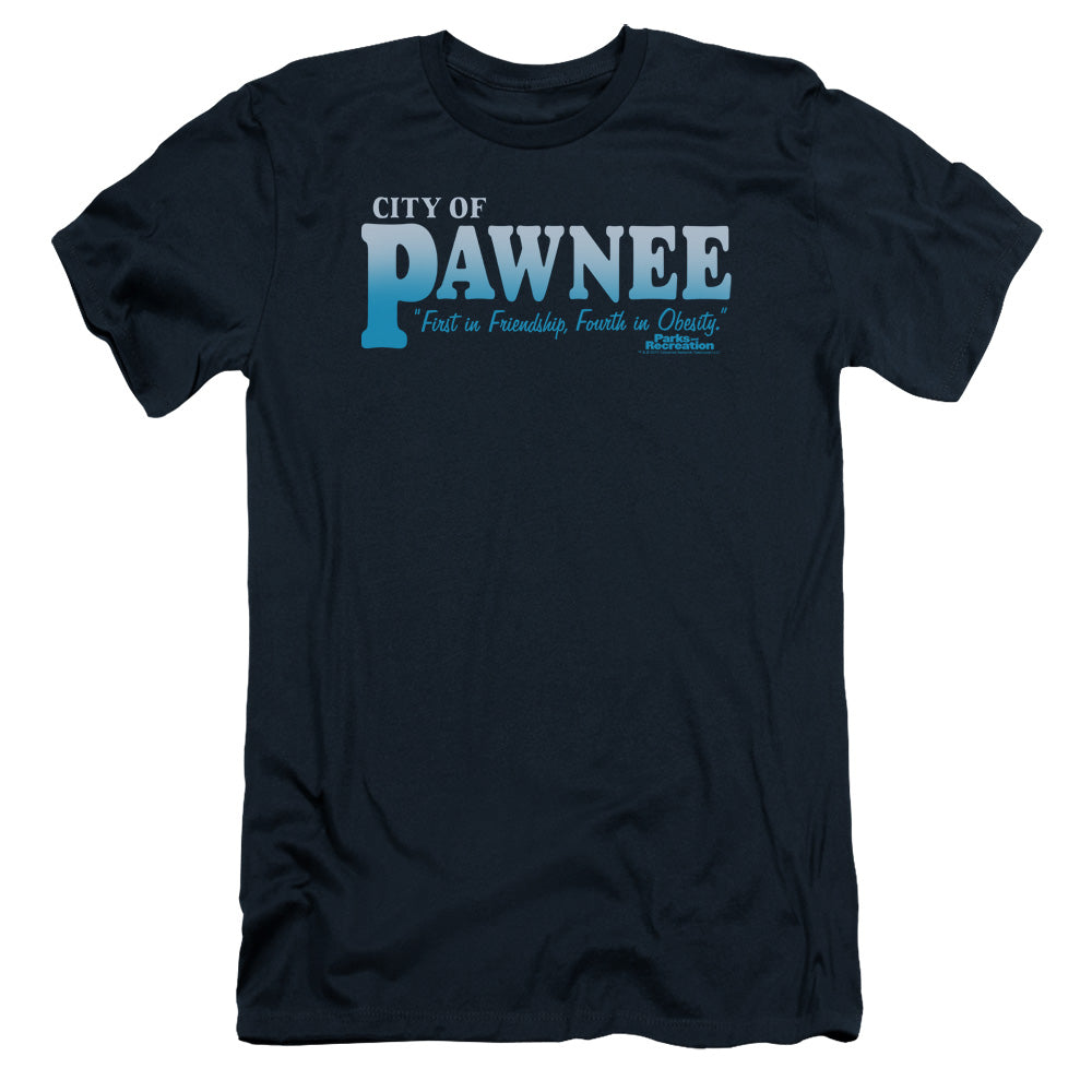 Parks And Rec - Pawnee - Short Sleeve Adult 30/1 - Navy T-shirt