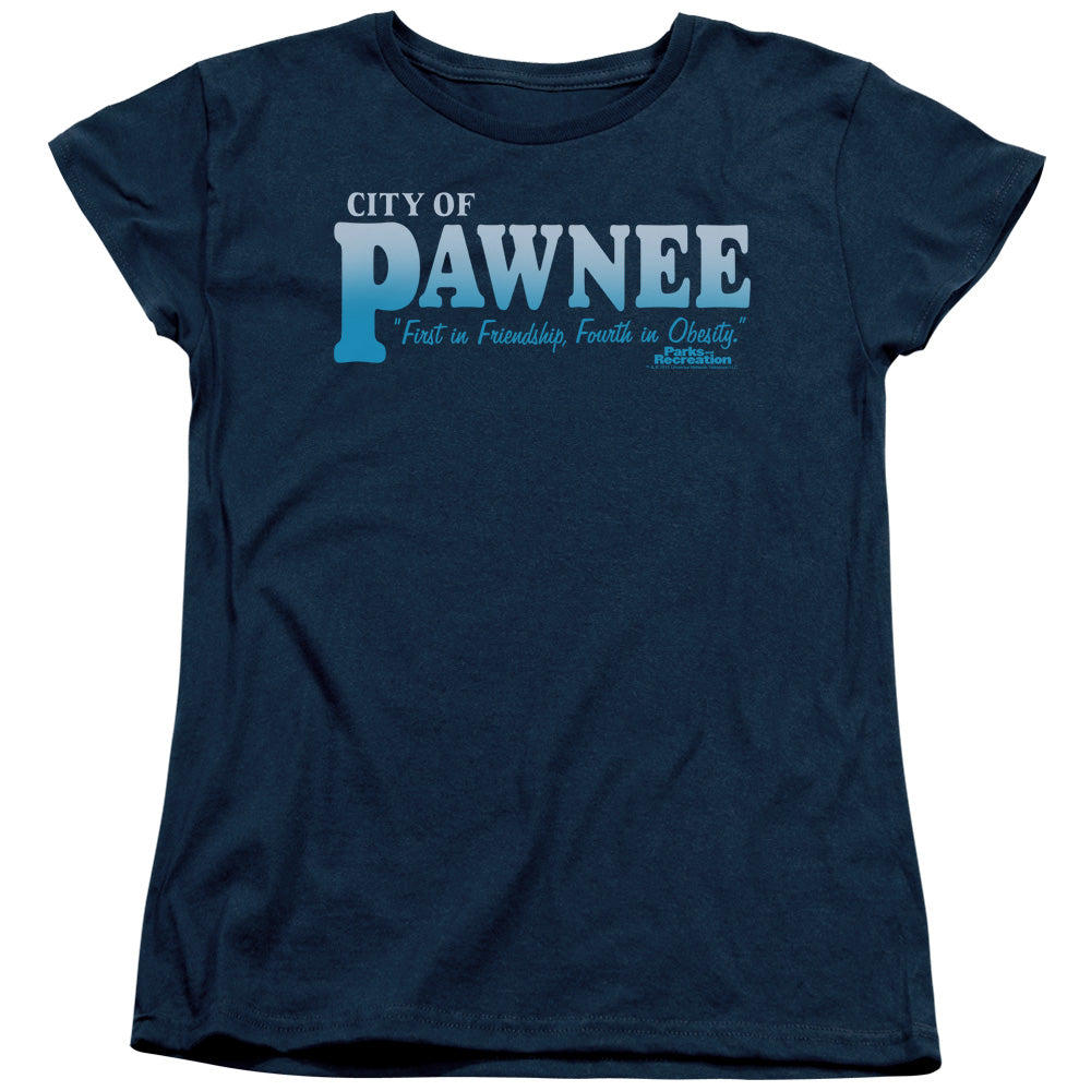 Parks And Rec - Pawnee - Short Sleeve Womens Tee - Navy T-shirt