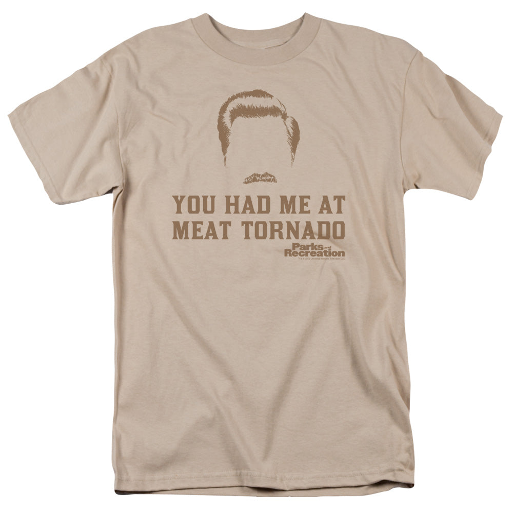 Parks And Rec - Meat Tornado - Short Sleeve Adult 18/1 - Sand T-shirt