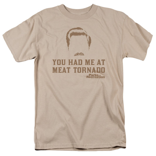 Parks And Rec - Meat Tornado - Short Sleeve Adult 18/1 - Sand T-shirt