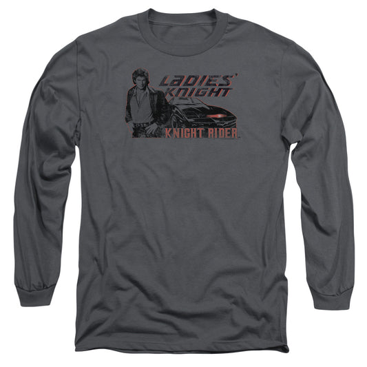 Knight Rider - Ladies Knight - Long Sleeve Adult 18/1 - Charcoal T-shirt