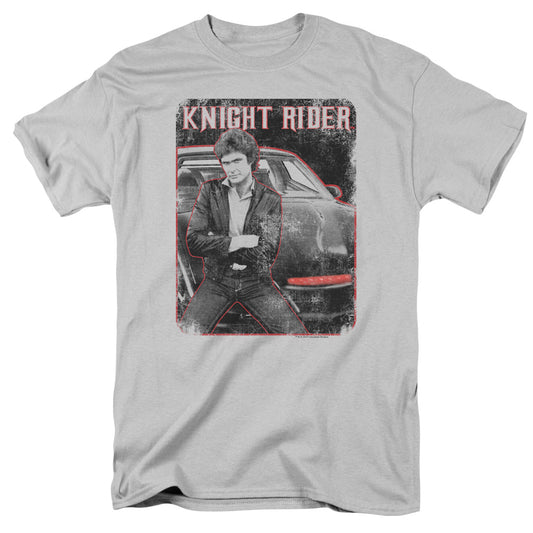 Knight Rider - Knight And Kitt - Short Sleeve Adult 18/1 - Silver T-shirt