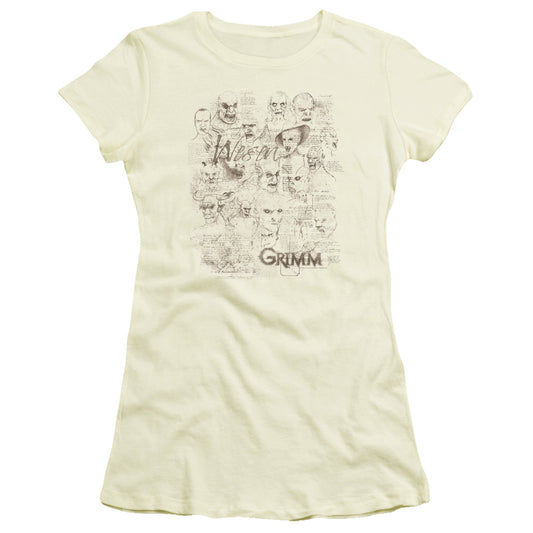 Grimm - Wesen Sketches - Short Sleeve Junior Sheer - Cream - Sm - Cream T-shirt