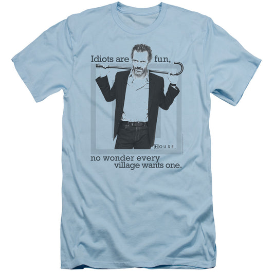 House - Idiots Are Fun - Short Sleeve Adult 30/1 - Light Blue T-shirt