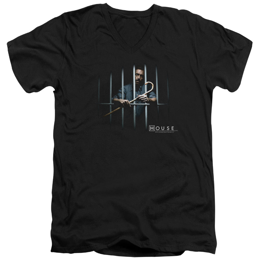 House - Behind Bars - Short Sleeve Adult V-neck - Black T-shirt