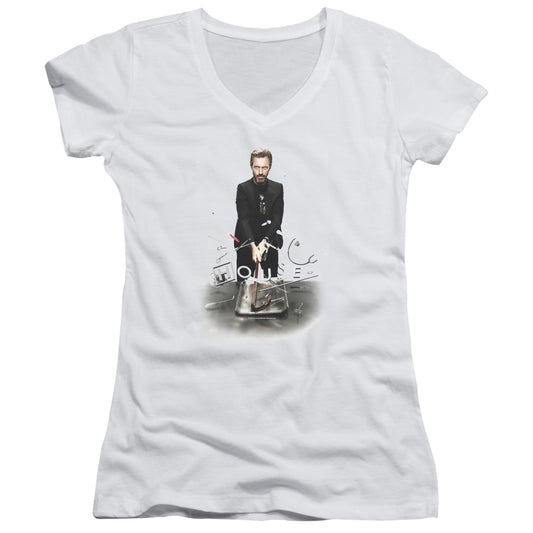 House - Hit It - Junior V-neck - White