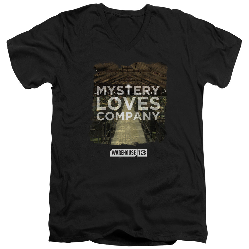 Warehouse 13 - Mystery Loves - Short Sleeve Adult V-neck - Black T-shirt