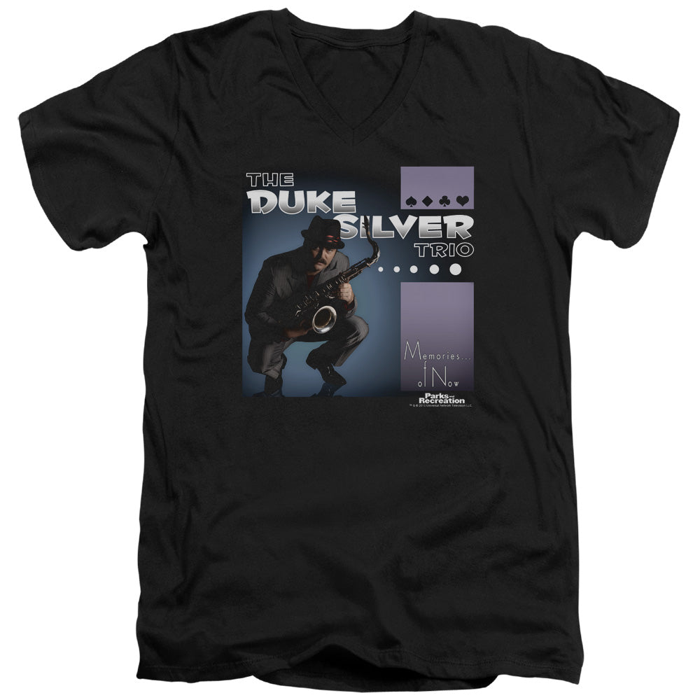 Parks And Rec - Album Cover - Short Sleeve Adult V-neck 30/1 - Black T-shirt