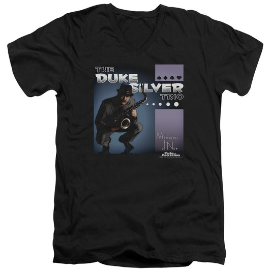 Parks And Rec - Album Cover - Short Sleeve Adult V-neck 30/1 - Black T-shirt