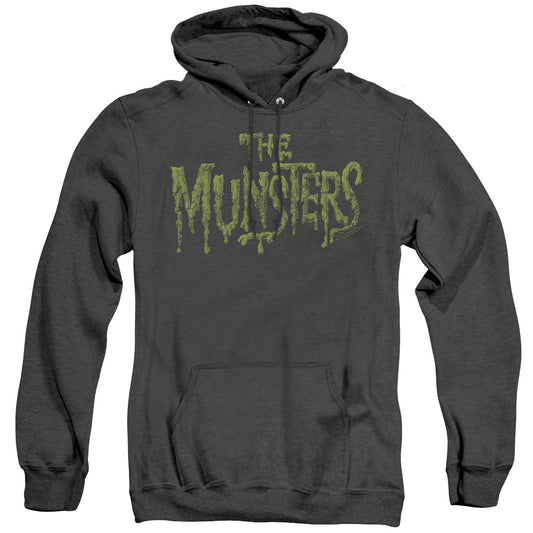 The Munsters - Distress Logo - Adult Heather Hoodie - Black