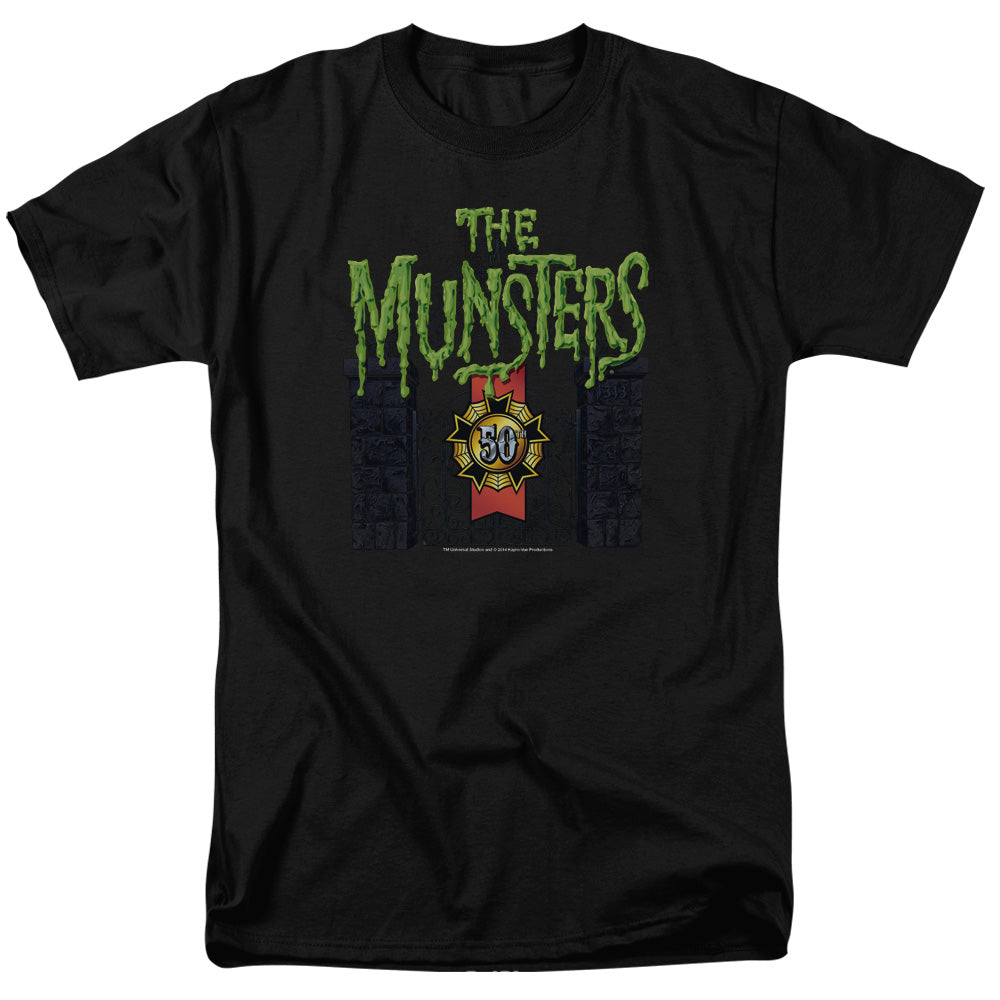 The Munsters - 50 Year Logo - Short Sleeve Adult 18/1 - Black T-shirt