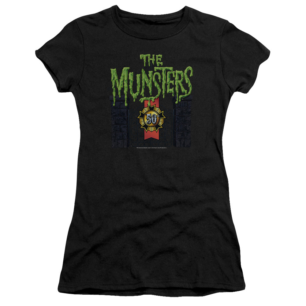 The Munsters - 50 Year Logo - Short Sleeve Junior Sheer - Black T-shirt