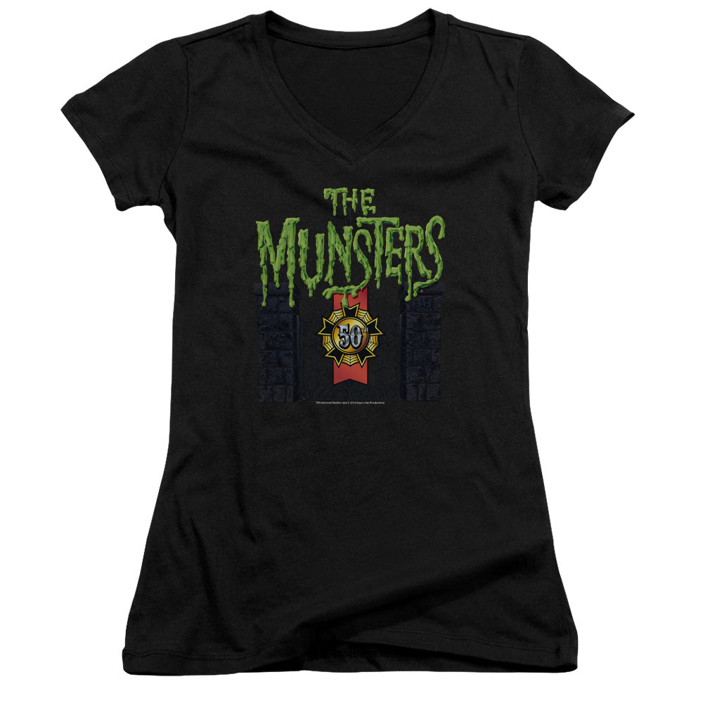 The Munsters - 50 Year Logo-junior V-neck - Black