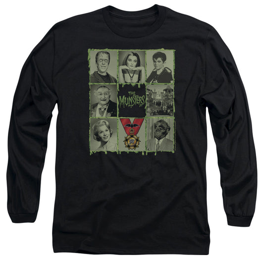 The Munsters - Blocks - Long Sleeve Adult 18/1 - Black T-shirt