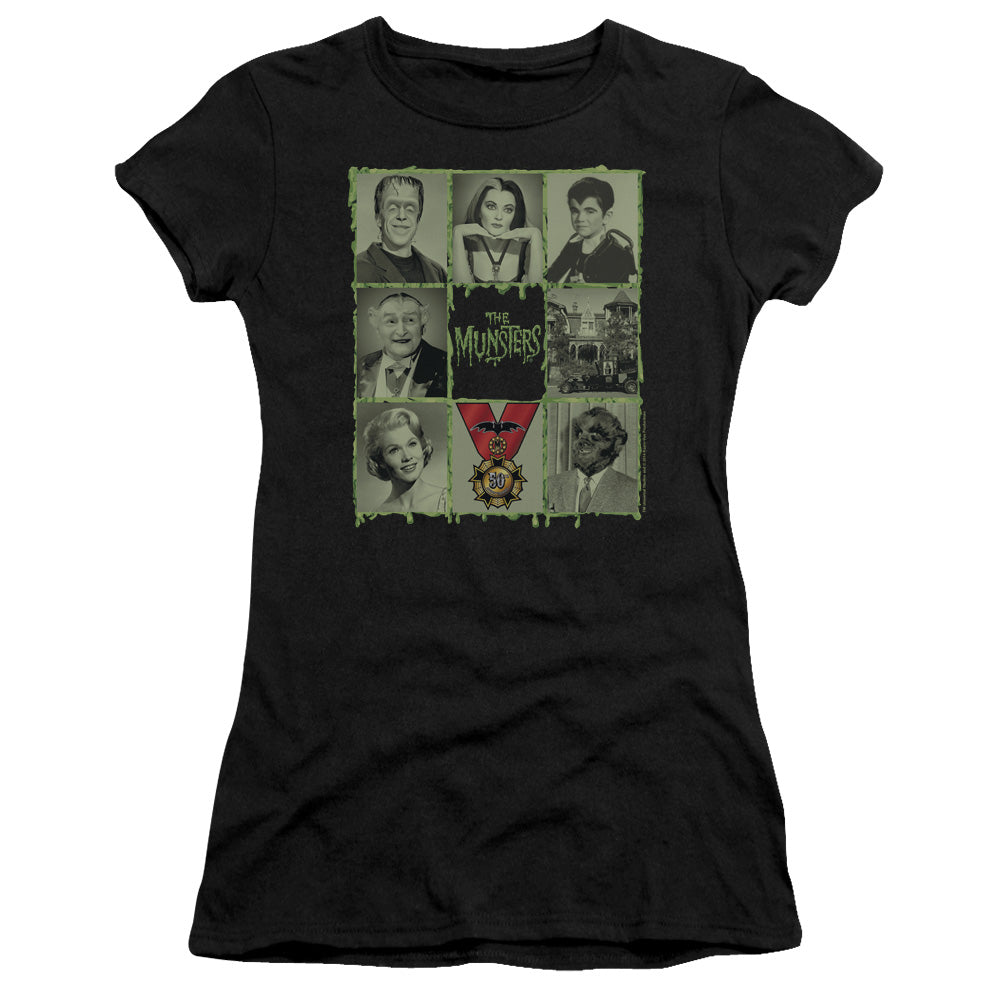 The Munsters - Blocks - Short Sleeve Junior Sheer - Black T-shirt