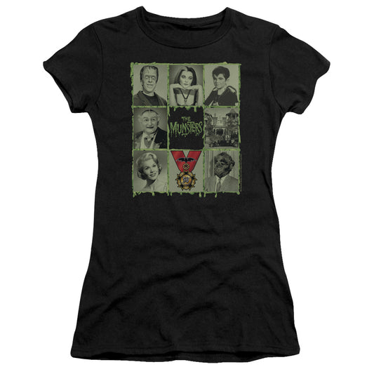 The Munsters - Blocks - Short Sleeve Junior Sheer - Black T-shirt