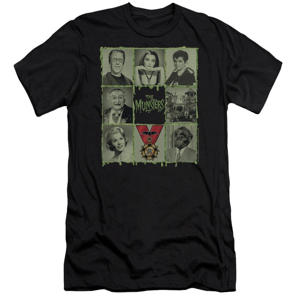 The Munsters - Blocks - Short Sleeve Adult 30/1 - Black T-shirt