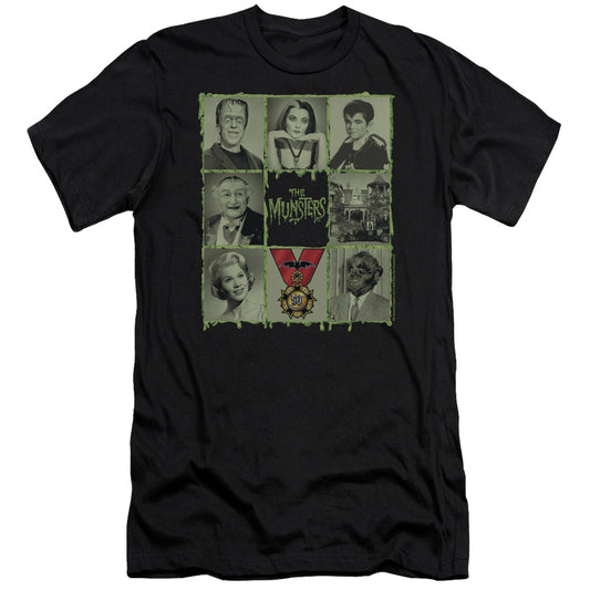 The Munsters - Blocks - Short Sleeve Adult 30/1 - Black T-shirt