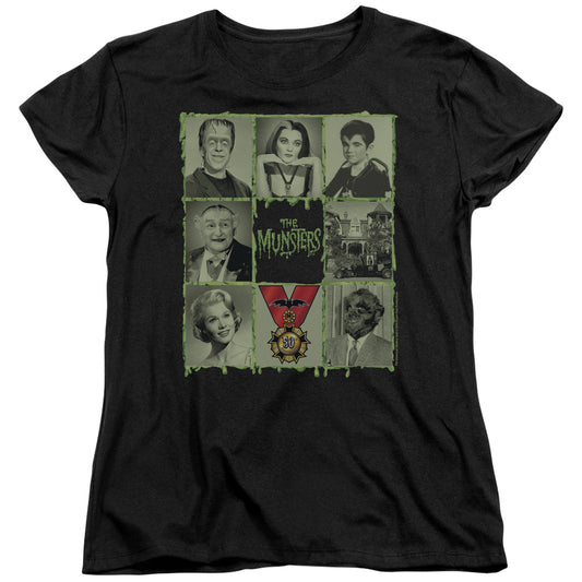 The Munsters - Blocks - Short Sleeve Womens Tee - Black T-shirt