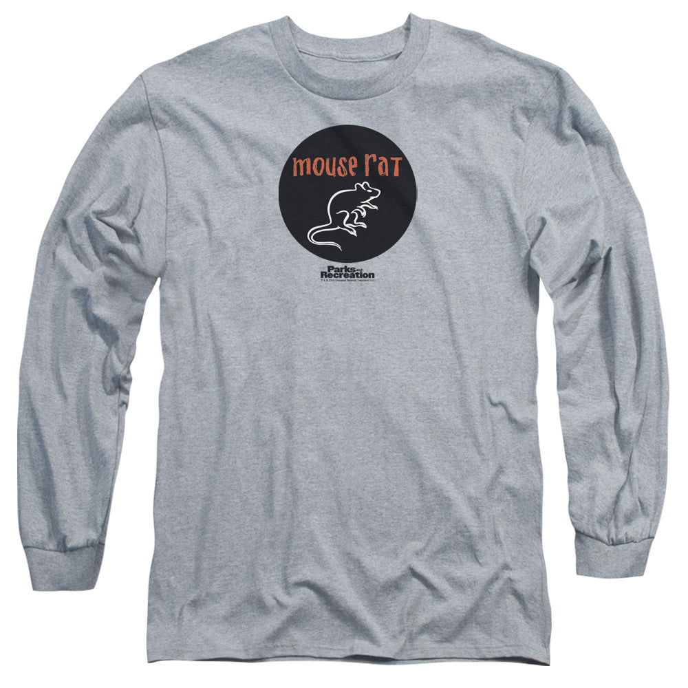 Parks & Rec - Mouse Rat Circle - Long Sleeve Adult 18/1 - Athletic Heather T-shirt