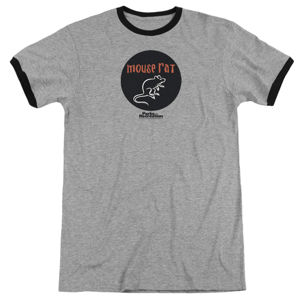 Parks & Rec - Mouse Rat Circle - Adult Ringer - Heather/black