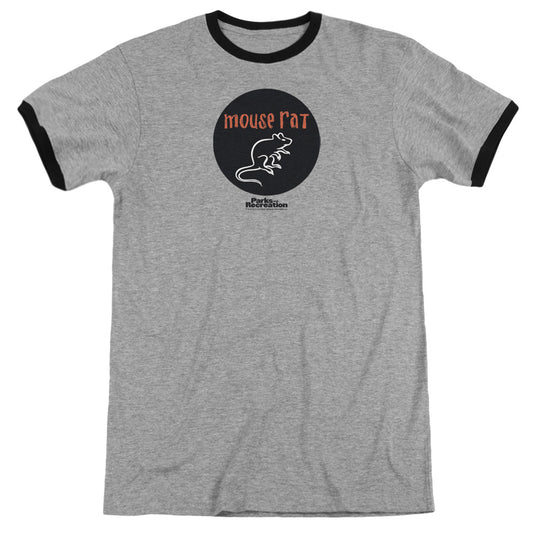 Parks & Rec - Mouse Rat Circle - Adult Ringer - Heather/black