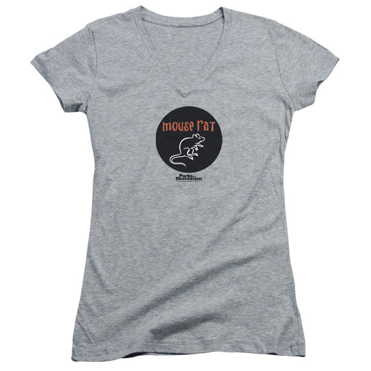 Parks & Rec - Mouse Rat Circle-junior V-neck - Athletic Heather