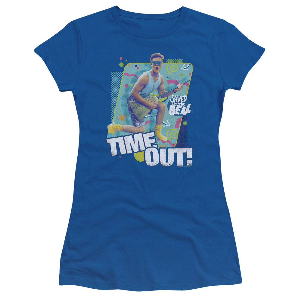 Saved By The Bell - Time Out - Short Sleeve Junior Sheer - Royal Blue T-shirt