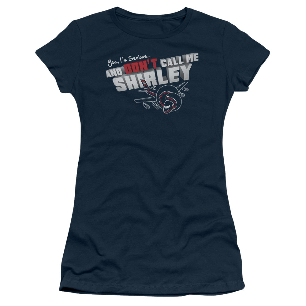 Airplane - Dont Call Me Shirley - Short Sleeve Junior Sheer - Navy T-shirt