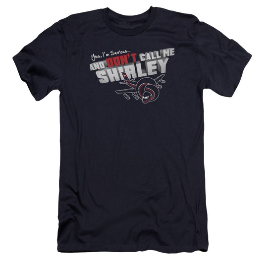 Airplane - Dont Call Me Shirley-premuim Canvas Adult Slim Fit 30/1 - Navy