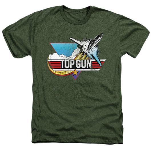 Top Gun - Distressed Logo - Adult Heather - Military Green