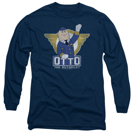 Airplane - Otto - Long Sleeve Adult 18/1 - Navy T-shirt