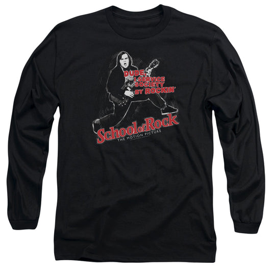 School Of Rock - Rockin - Long Sleeve Adult 18/1 - Black T-shirt