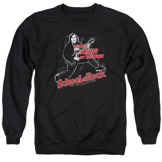 School Of Rock Rockin - Adult Crewneck Sweatshirt - Black