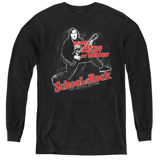 School Of Rock - Rockin - Youth Long Sleeve Tee - Black