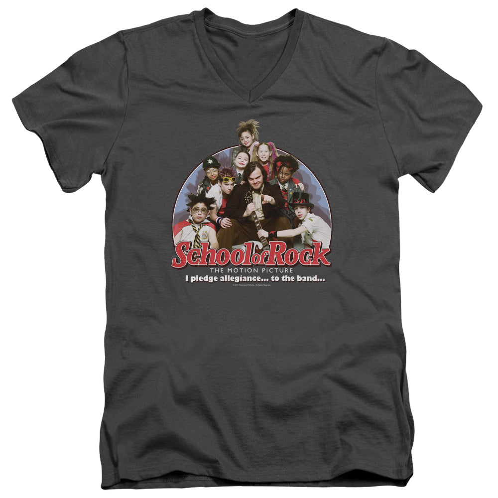 School Of Rock - I Pledge Allegiance - Short Sleeve Adult V-neck - Charcoal T-shirt