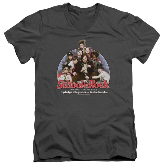 School Of Rock - I Pledge Allegiance - Short Sleeve Adult V-neck - Charcoal T-shirt