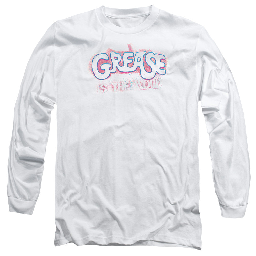 Grease - Grease Is The Word - Long Sleeve Adult 18/1 - White T-shirt