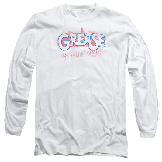 Grease - Grease Is The Word - Long Sleeve Adult 18/1 - White T-shirt