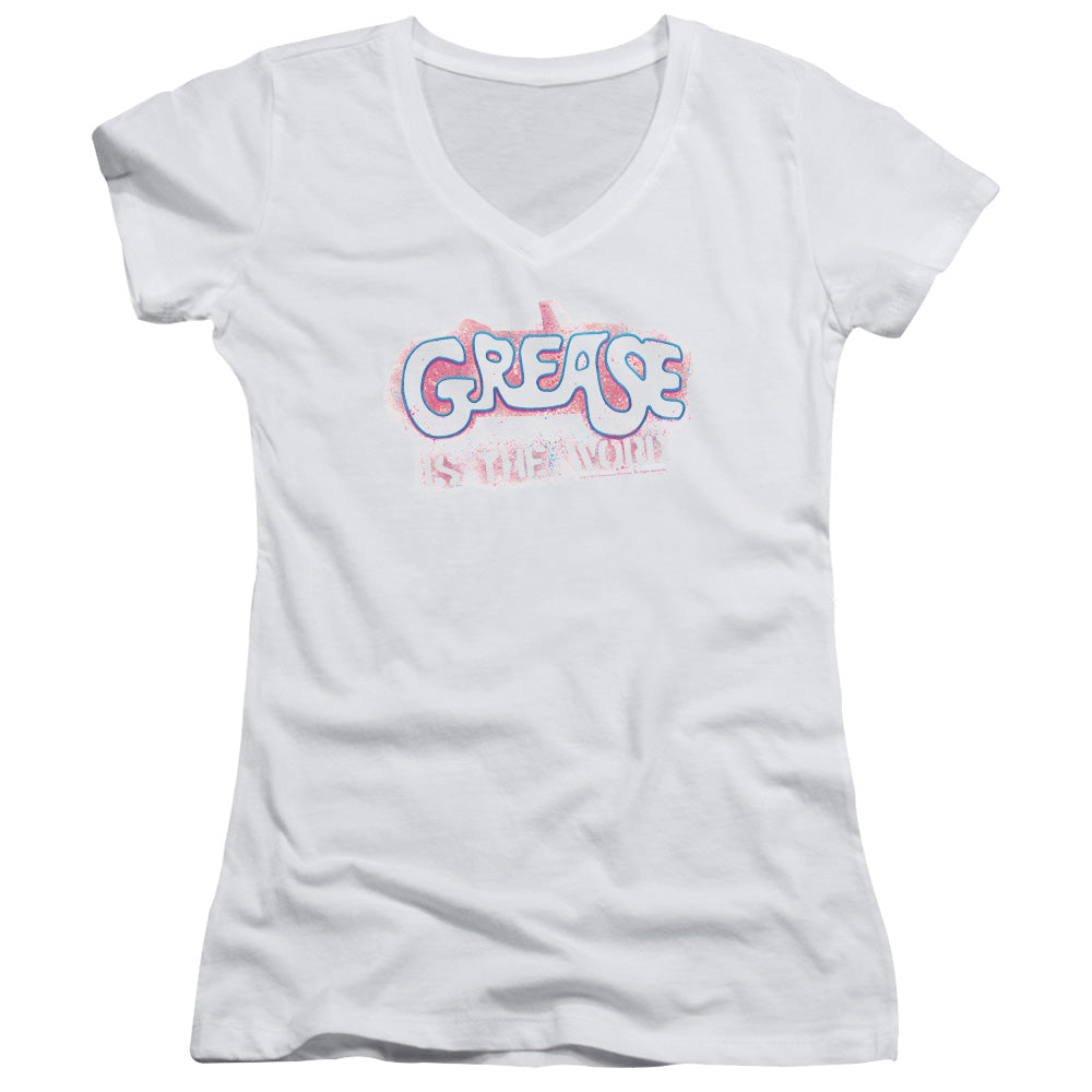 Grease - Grease Is The Word - Junior V-neck - White